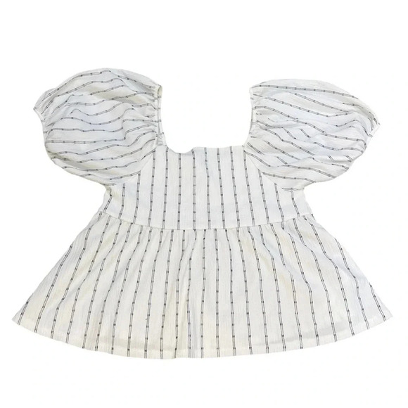 Madewell Puff-Sleeve Empire Top white and black Size  Medium - Picture 9 of 14